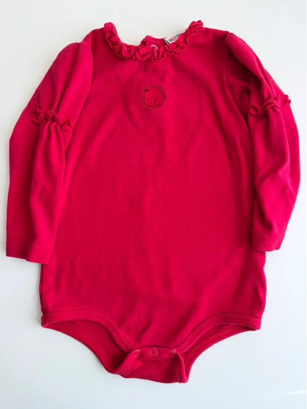Vintage Okie Dokie Toddler Size 24M Pink Embroidered Cat Long Sleeve Bodysuit